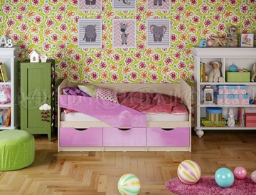 Детская кровать Бабочки 800*1600, Сиреневый глянец в Краснодаре