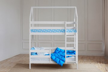 Двухъярусная кровать Домик, цвет белый в Краснодаре