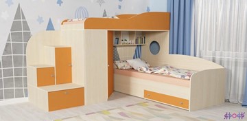 Детская кровать-шкаф Кадет-2, корпус Дуб, фасад Оранжевый в Сочи