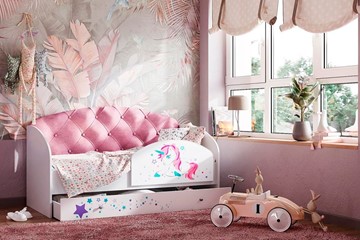 Односпальная детская кровать Звездочка с бортиком, Розовый в Краснодаре