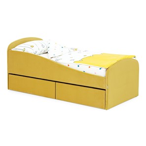 Мягкая кровать с ящиками Letmo 190х80 горчичный (велюр) в Краснодаре