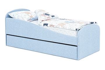 Мягкая кровать с ящиком Letmo небесный (рогожка) в Краснодаре