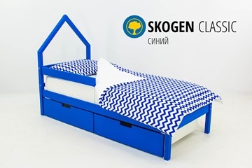 Кровать-домик в детскую мини Skogen синия в Краснодаре