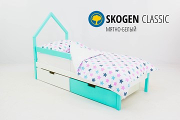 Кровать-домик в детскую мини Skogen белый-мятный в Краснодаре