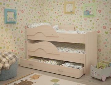 Детская кровать для девочки Радуга 1.6 с ящиком, цвет Млечный дуб в Краснодаре