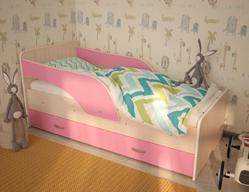 Кровать детская Максимка, корпус Млечный дуб, фасад Розовый в Сочи