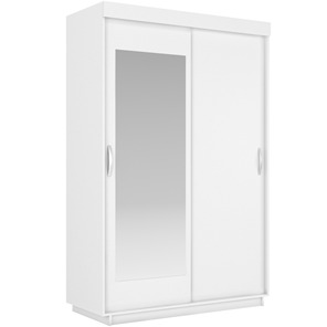 Шкаф 2-х дверный Лайт (ДСП/Зеркало) 1000х595х2120, Белый Снег в Краснодаре