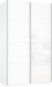 Шкаф 2-х створчатый Прайм (ДСП/Белое стекло) 1600x570x2300, белый снег в Краснодаре