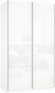 Шкаф 2-створчатый Прайм (Белое стекло/Белое стекло) 1200x570x2300, белый снег в Новороссийске