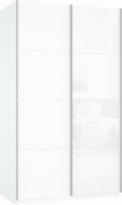 Шкаф-купе Прайм (ДСП/Белое стекло) 1200x570x2300, белый снег в Армавире