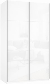 Шкаф Прайм (Белое стекло/Белое стекло) 1600x570x2300, белый снег в Армавире
