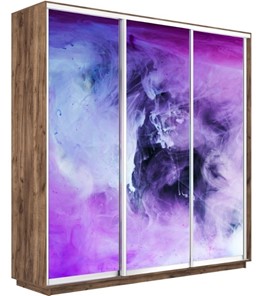 Шкаф 3-х створчатый Экспресс 2400х600х2200, Фиолетовый дым/дуб табачный в Армавире