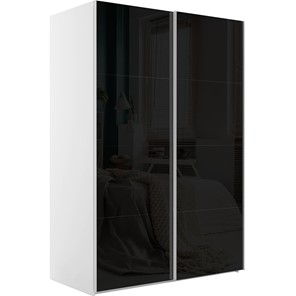 Шкаф 2-х дверный Эста (Стекло черное/Стекло черное) 1600x660x2400, белый снег в Краснодаре
