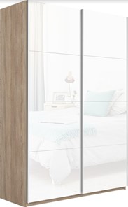 Шкаф 2-х дверный Прайм (Белое стекло/Белое стекло) 1400x570x2300, дуб сонома в Армавире
