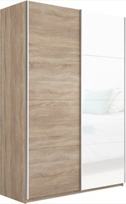 Шкаф 2-дверный Прайм (ДСП/Белое стекло) 1600x570x2300, дуб сонома в Армавире