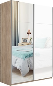 Шкаф Прайм (Зеркало/Белое стекло) 1400x570x2300, дуб сонома в Армавире