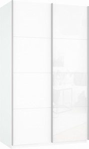 Шкаф 2-дверный Прайм (ДСП/Белое стекло) 1400x570x2300, белый снег в Краснодаре