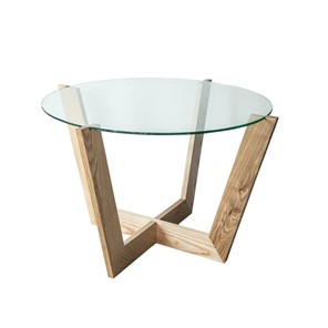 Стеклянный столик Оникс-10, Натуральный массив/Прозрачное стекло в Краснодаре