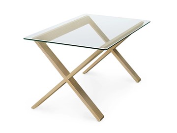 Стеклянный столик в зал Оникс-11, Натуральный массив/Прозрачное стекло в Краснодаре