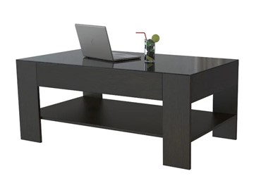 Журнальный столик Мебелик BeautyStyle-26 (венге-стекло черное) в Сочи