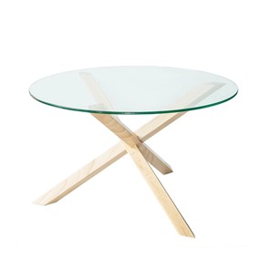 Стеклянный столик в гостиную Оникс-3, Натуральный массив/Прозрачное стекло в Краснодаре