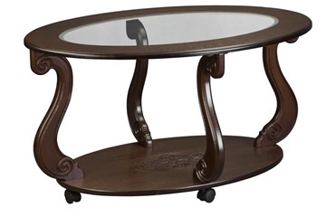 Стеклянный столик Овация-С, на колесах, темно-коричневый в Сочи