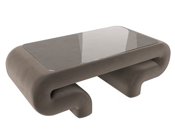 Стеклянный столик Волна, коричневый (велюр) в Сочи