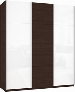 Шкаф 3-х створчатый Прайм (Белое стекло/ДСП/Белое стекло) 2100x570x2300, венге в Краснодаре