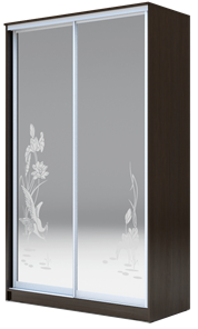 Шкаф 2-х дверный 2400х1682х620 два зеркала, "Цапли" ХИТ 24-17-66-01 Венге Аруба в Новороссийске