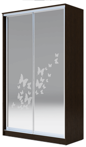 Шкаф 2-х дверный 2400х1200х620 два зеркала, "Бабочки" ХИТ 24-12-66-05 Венге Аруба в Новороссийске