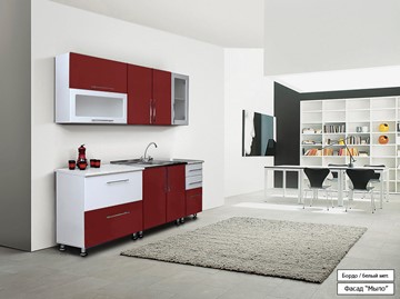 Малогабаритная кухня Мыло 224 2000х718, цвет Бордо/Белый металлик в Армавире
