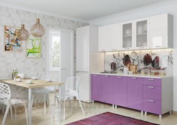 Кухонный гарнитур угловой Модерн, белый глянец/фиолетовый металлик в Сочи