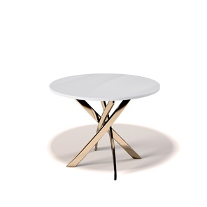 Обеденный круглый стол Kenner R1000 (Золото/Стекло белое глянец) в Сочи