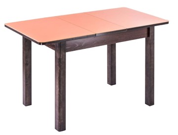 Кухонный раскладной стол Айсберг-07 СТ1, венге ЛДСП/стекло оранжевое/42 прямые массив венге в Краснодаре