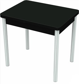 Кухонный стол раздвижной Бари хром №6 (стекло черное/черный) в Краснодаре