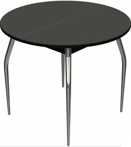 Круглый стол на кухню Ривьера исп. круг хром №5 (стекло черное/черный) в Краснодаре