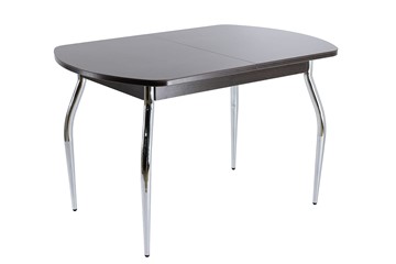 Овальный обеденный стол ПГ-07 СТ1 венге/черное стекло/хром фигурные в Краснодаре
