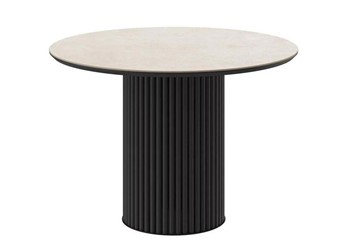 Керамический обеденный стол DikLine AKR120, керамика 120, STONE BEIGE PREMIUM CER/ЧЕРНЫЙ, (2 уп.) в Краснодаре