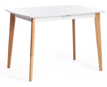 Маленький обеденный стол Claire, дерево гевея/МДФ, 110+30x75x75 Белый/натуральный арт.15111 в Краснодаре