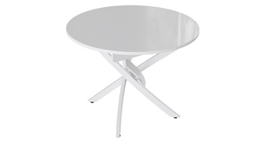 Кухонный раздвижной стол Diamond тип 3 (Белый муар/Белый глянец) в Армавире