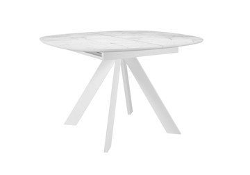 Керамический обеденный стол DikLine BK100 Керамика Белый мрамор/подстолье белое/опоры белые в Краснодаре