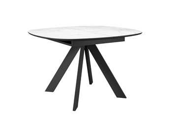Керамический обеденный стол DikLine BK100 Керамика Белый мрамор/подстолье черное/опоры черные в Армавире