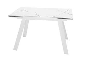 Стол обеденный раздвижной DikLine DKL140 Керамика Белый мрамор/опоры белые (2 уп.) в Сочи