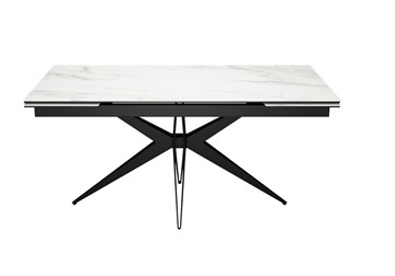 Керамический кухонный стол DikLine KW160 мрамор С41 (керамика белая)/опоры черные в Армавире
