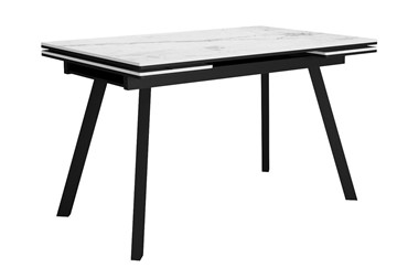 Стол кухонный раздвижной DikLine SKA125 Керамика Белый мрамор/подстолье черное/опоры черные (2 уп.) в Сочи