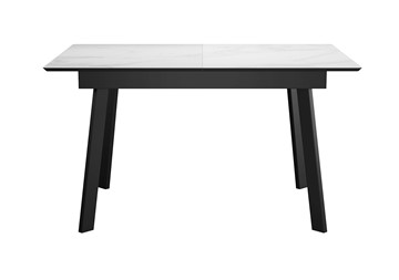 Стол обеденный раздвижной DikLine SKH125 Керамика Белый мрамор/подстолье черное/опоры черные (2 уп.) в Сочи