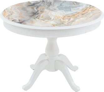 Стеклянный стол Фабрицио-1 Glass, Круг 1000, фотопечать (Мрамор 11) в Армавире