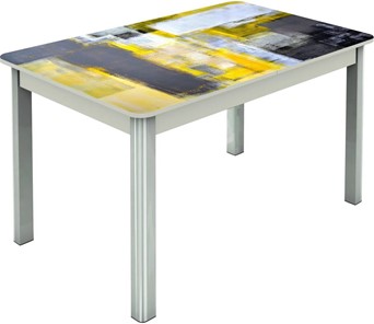 Кухонный раздвижной стол Гамбург исп.2 ноги метал. крашеные №23, Фотопечать (Текстура №51) в Краснодаре