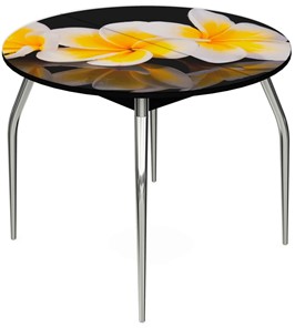 Кухонный раскладной стол Ривьера - Круг, ноги метал. крашеные №24, ФП (Цветы №11) в Краснодаре