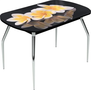 Кухонный раскладной стол Ривьера исп.1 ноги метал. крашеные №24 Фотопечать (Цветы №11) в Краснодаре